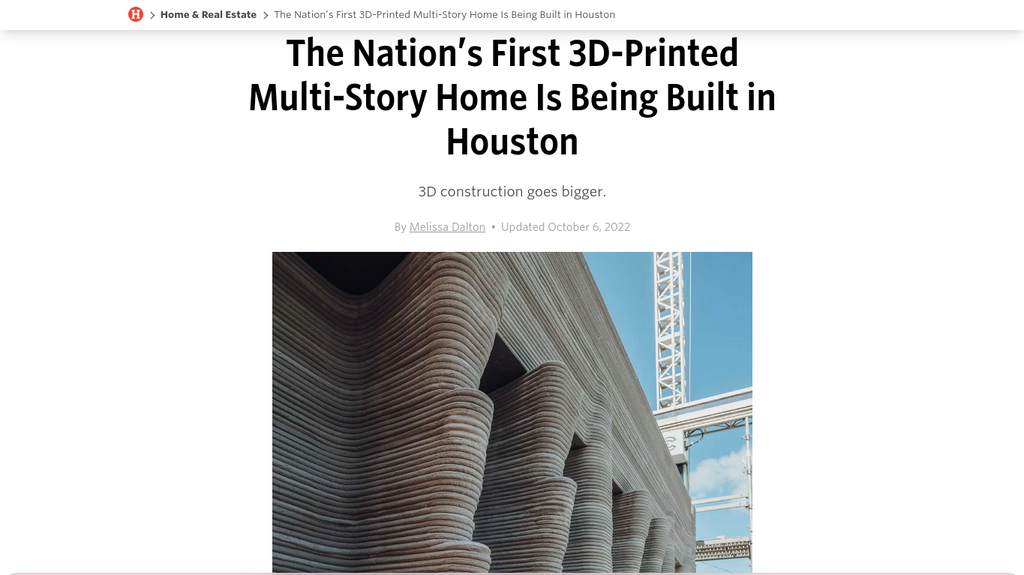 The Nation’s First 3D-Printed Multi-Story Home Is Being Built in Houston