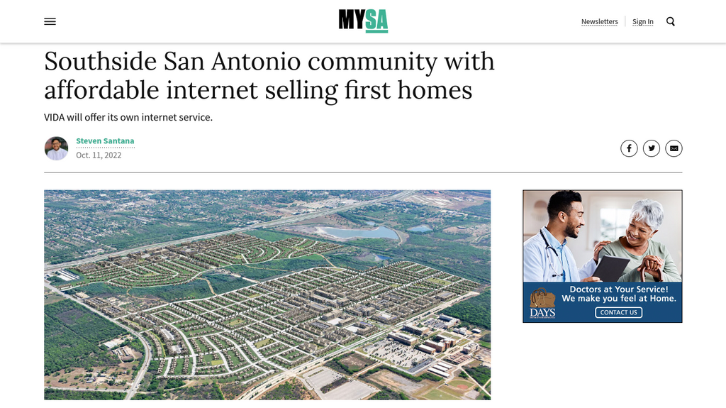 Southside San Antonio community with affordable internet selling first homes