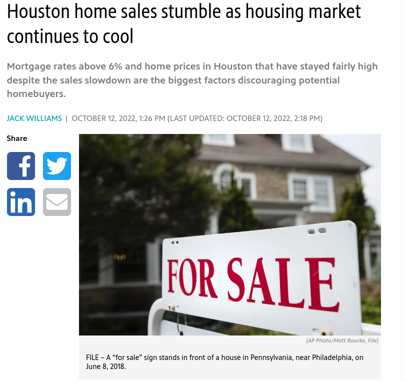 Houston home sales stumble as housing market continues to cool