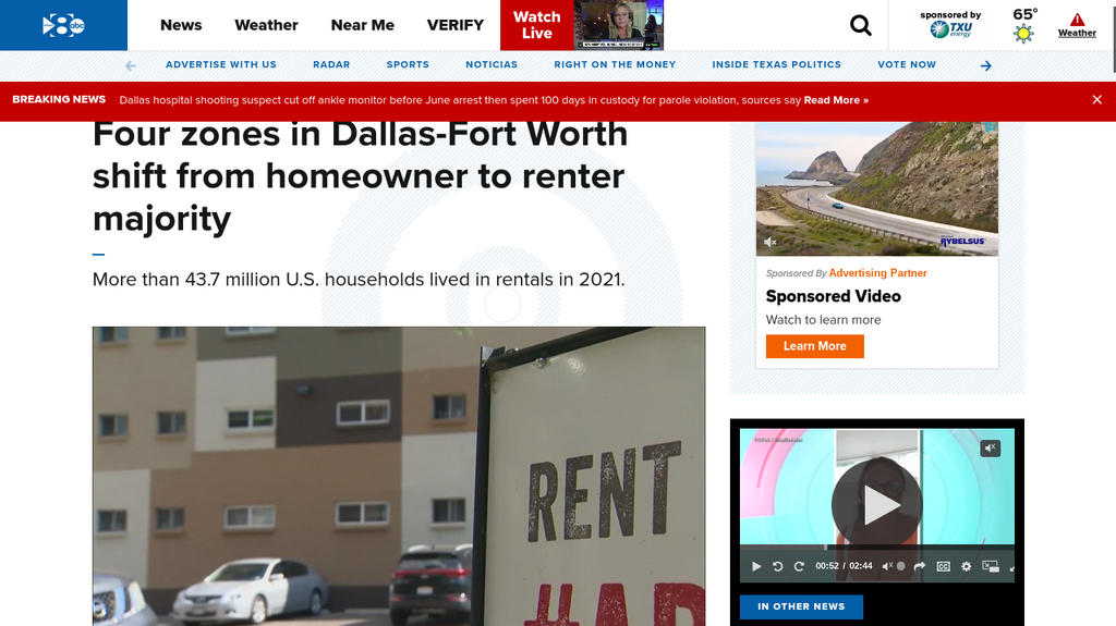 Four zones in Dallas-Fort Worth shift from homeowner to renter majority