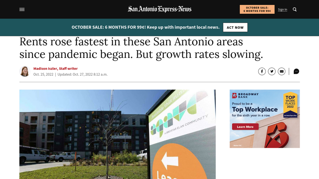 Rents rose fastest in these San Antonio areas since pandemic began. But growth rates slowing.