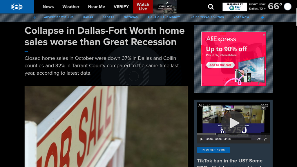 Collapse in Dallas-Fort Worth home sales worse than Great Recession