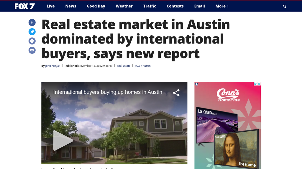 Real estate market in Austin dominated by international buyers, says new report