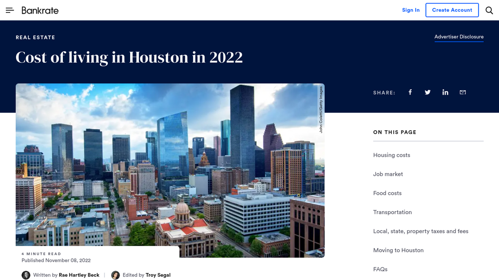 Cost of living in Houston in 2022