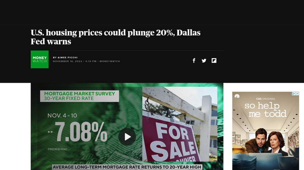 U.S. housing prices could plunge 20%, Dallas Fed warns