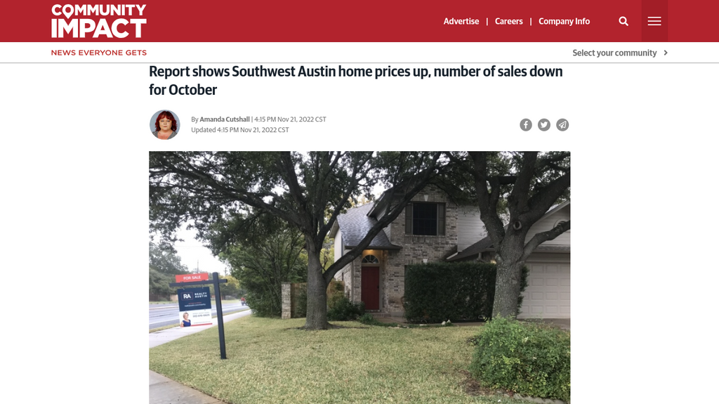 Report shows Southwest Austin home prices up, number of sales down for October