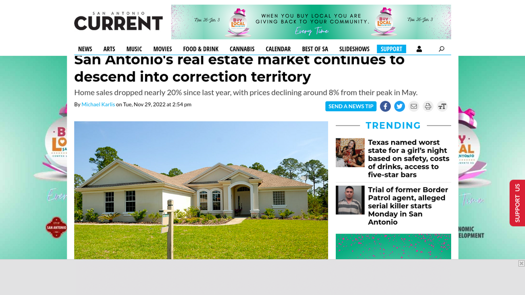 San Antonio's real estate market continues to descend into correction territory