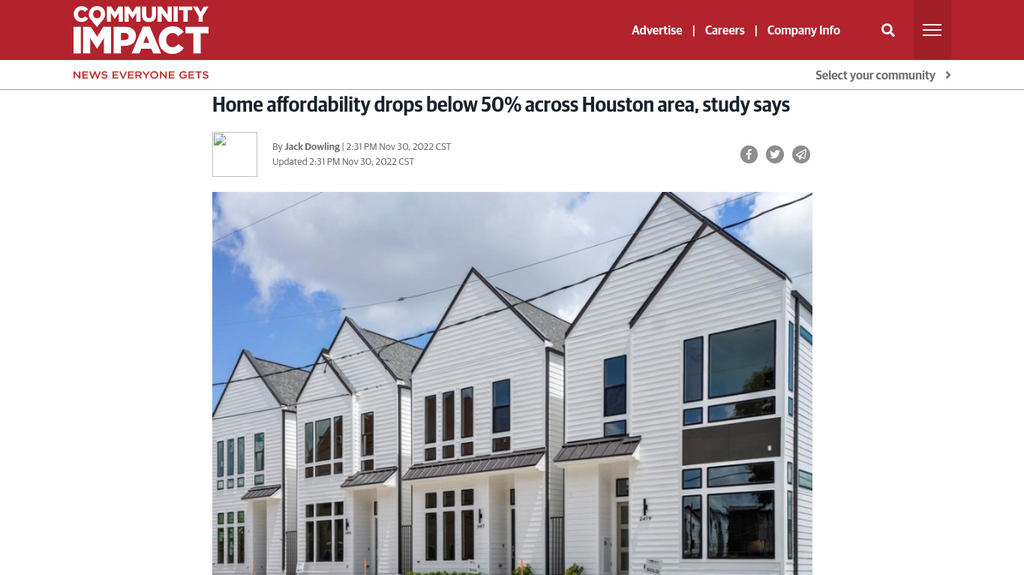 Home affordability drops below 50% across Houston area, study says