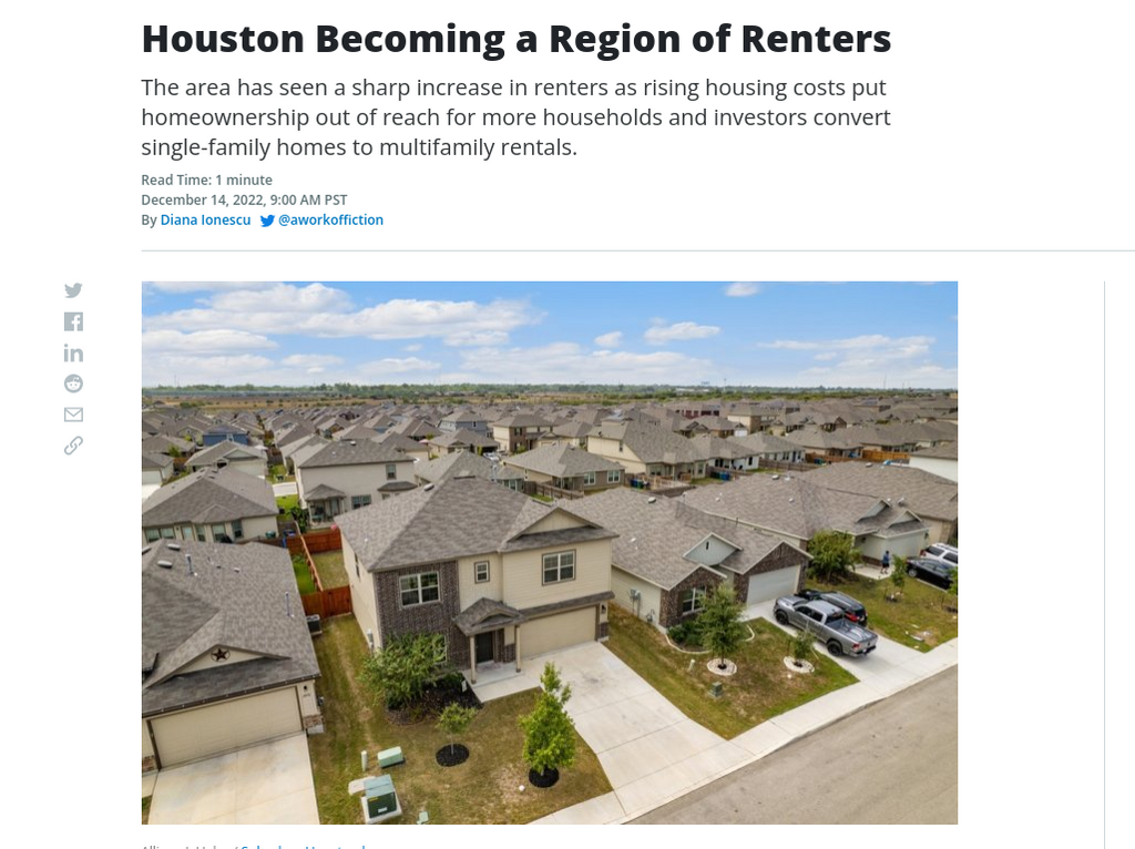 Houston Becoming a Region of Renters