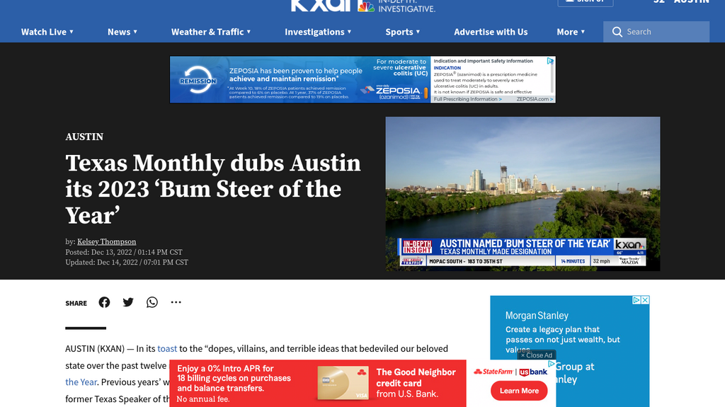 Texas Monthly dubs Austin its 2023 ‘Bum Steer of the Year’