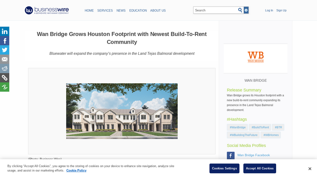 Wan Bridge Grows Houston Footprint with Newest Build-To-Rent Community